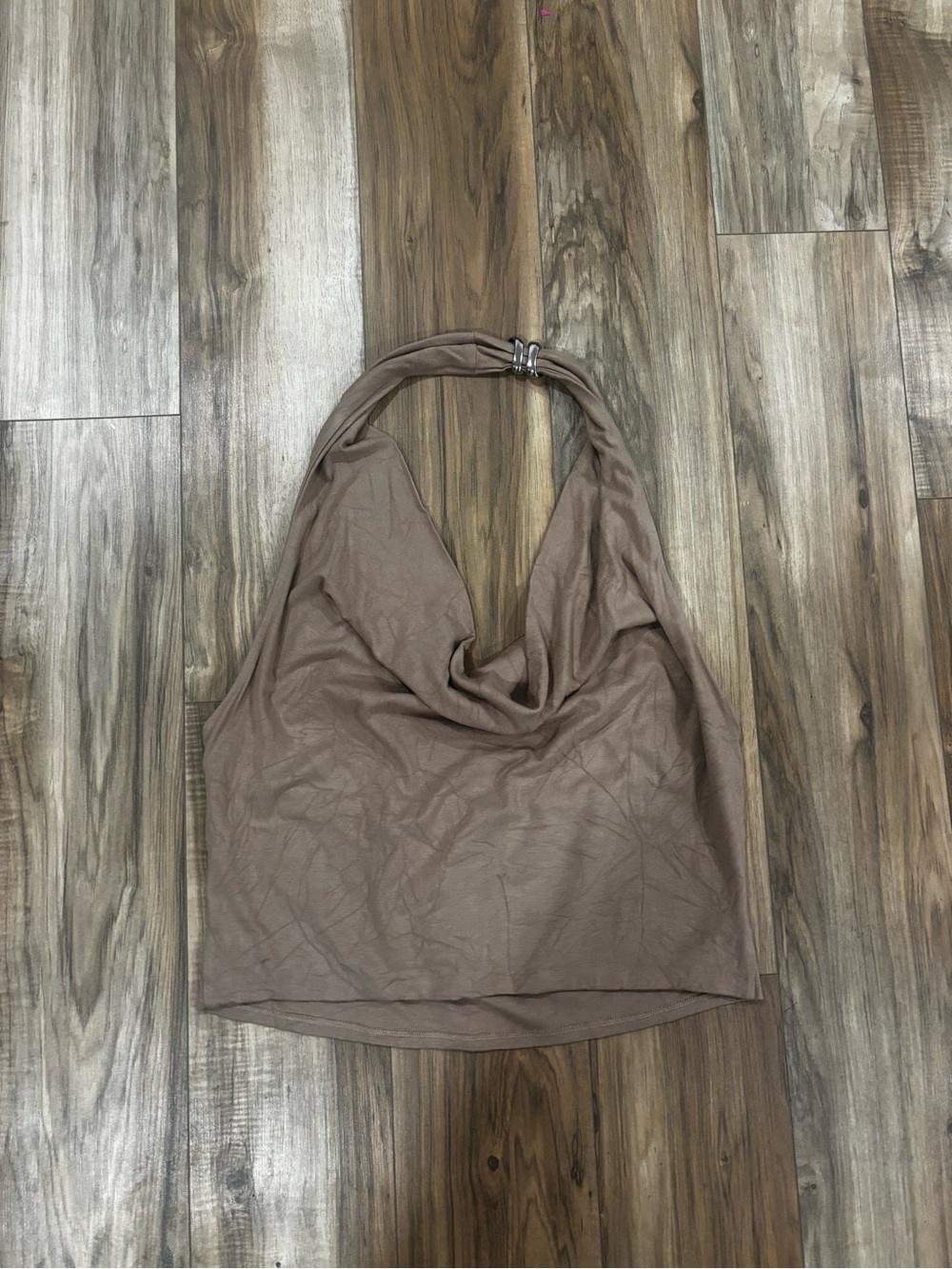 Draped Cowl Neck Top in Taupe - Micas